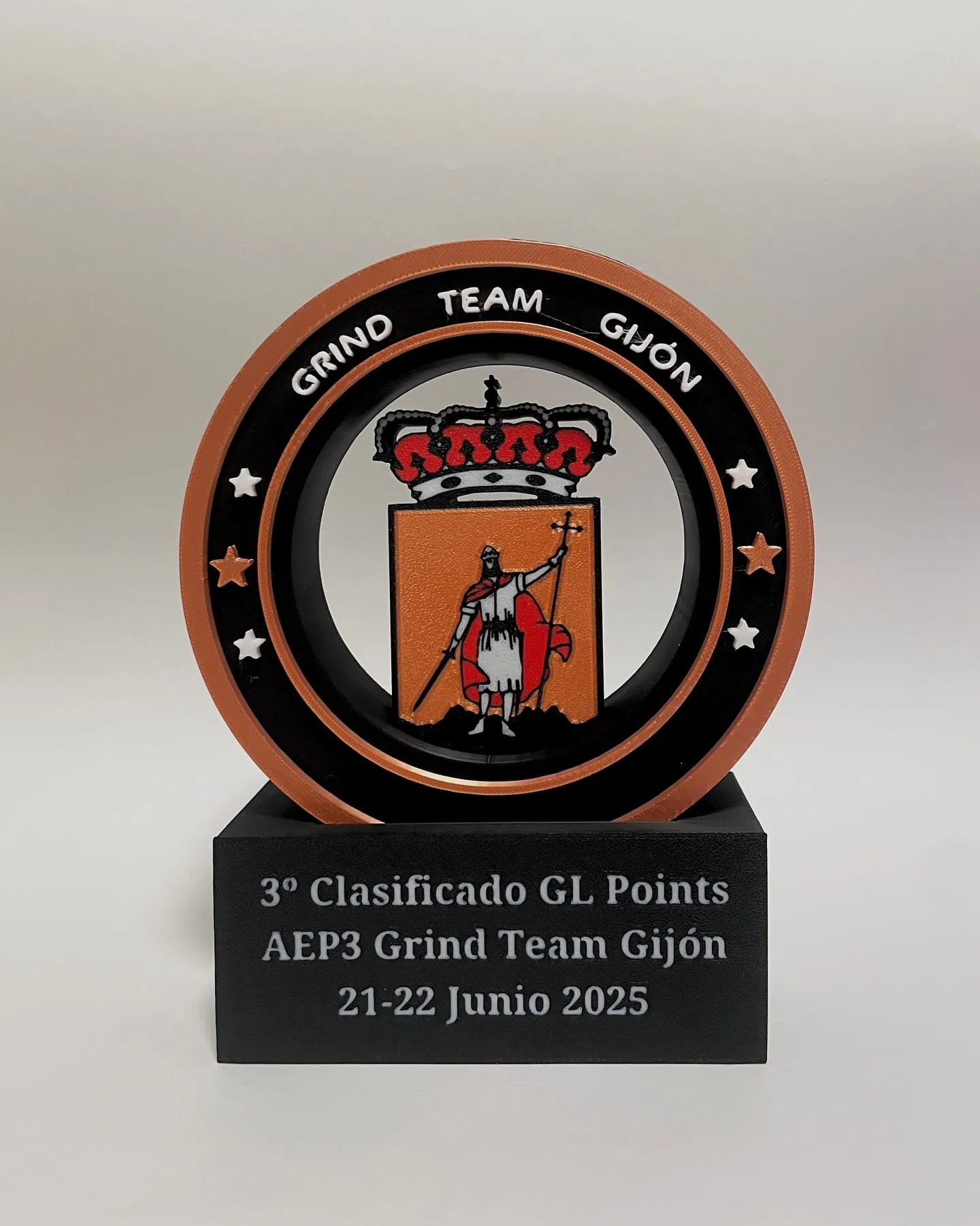 Trofeo 3d negro clasificado personalizado